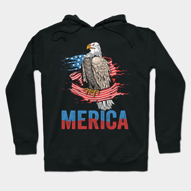 Merica Bald Eagle Independence Day Gift Hoodie by BadDesignCo